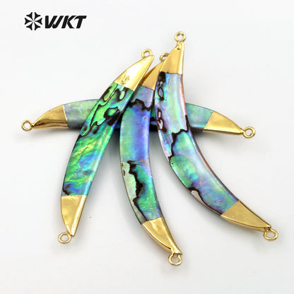 WT-P521 WKT Hot Sales Women Fashion Gold Abalone Double Bail Pendant Elegant Double Loops Natural Abalone Shell Pendant