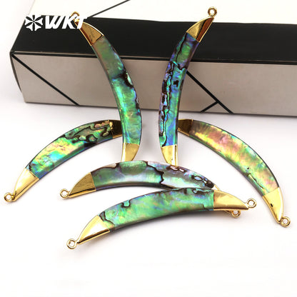 WT-P521 WKT Hot Sales Women Fashion Gold Abalone Double Bail Pendant Elegant Double Loops Natural Abalone Shell Pendant