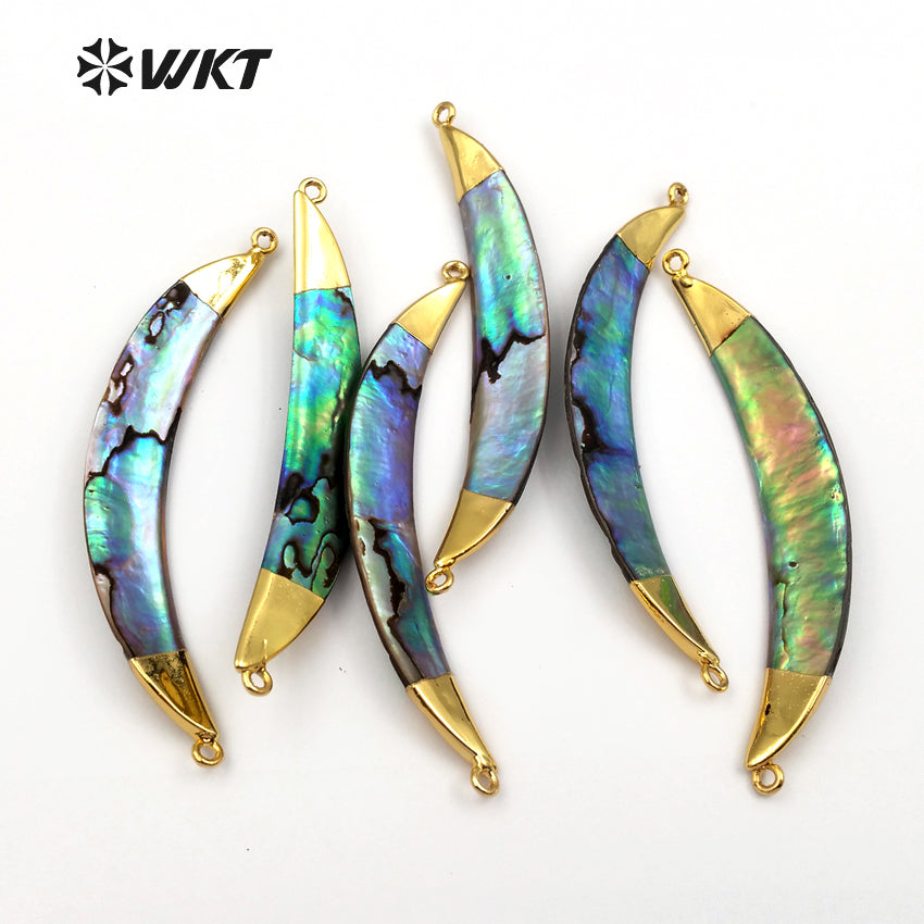 WT-P521 WKT Hot Sales Women Fashion Gold Abalone Double Bail Pendant Elegant Double Loops Natural Abalone Shell Pendant