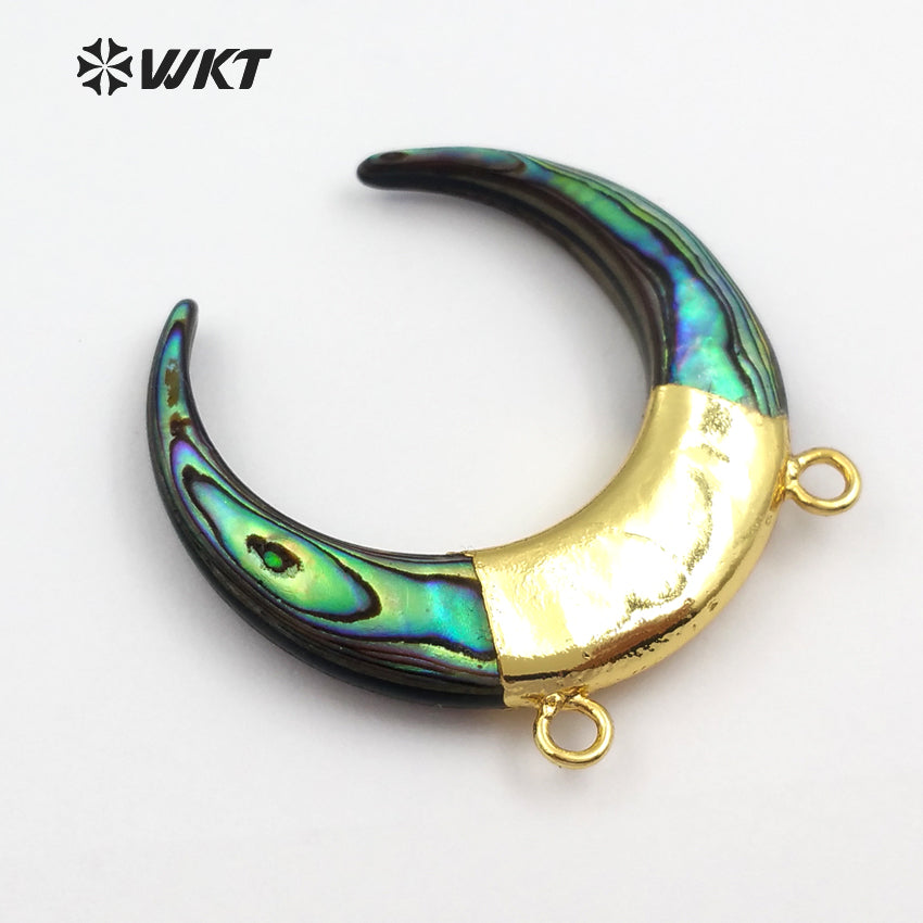 WT-P935 Exclusive Double Loops Abalone Shell Pendant,charm Pattern Horn Abalone Shell Pendant for Necklace Wholesale