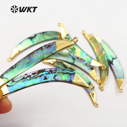 WT-P521 WKT Hot Sales Women Fashion Gold Abalone Double Bail Pendant Elegant Double Loops Natural Abalone Shell Pendant