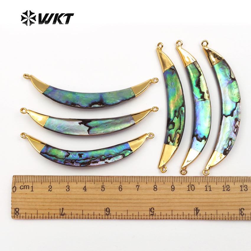 WT-P521 WKT Hot Sales Women Fashion Gold Abalone Double Bail Pendant Elegant Double Loops Natural Abalone Shell Pendant