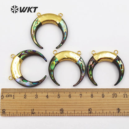 WT-P935 Exclusive Double Loops Abalone Shell Pendant,charm Pattern Horn Abalone Shell Pendant for Necklace Wholesale