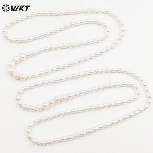 WT-JN245 Wholesale Vintage Freshwater Pearl Elegant 24 Inch 18k Chain Gold Plated Exquisite High Quality Necklace