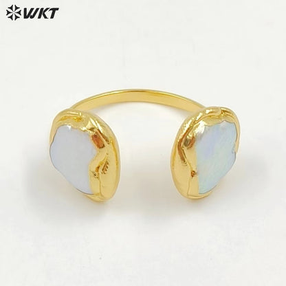 WT-MPR029 Stylish and Charming Simple Ring Natural Pearl Adjustable Rings Wire Wrap Shape for Women Gifts Pearl Ring