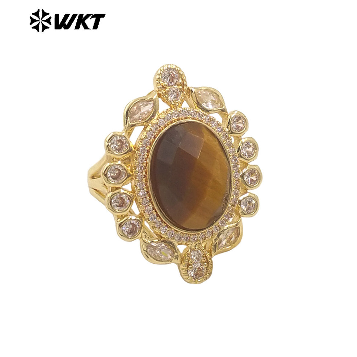 WT-MR028 Newest Summer Design Fashionable Royal Court Style Precious Women Adjustable Natural Stone Zircon Wedding Ring