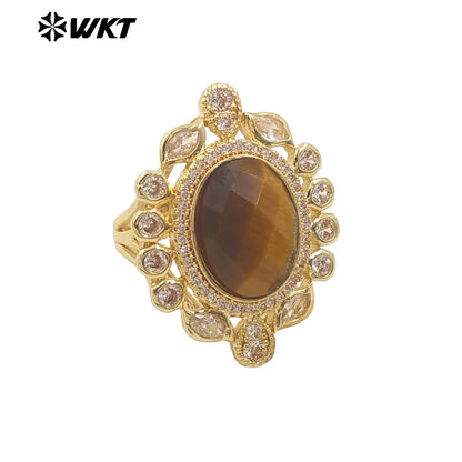 WT-MR028 Newest Summer Design Fashionable Royal Court Style Precious Women Adjustable Natural Stone Zircon Wedding Ring