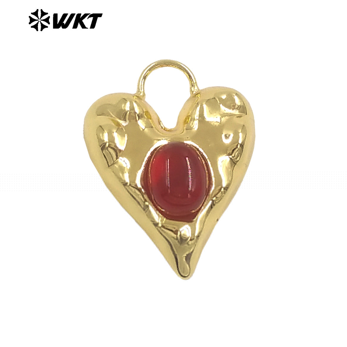 WT-P2132 Exquisite Unique 18K Gold Plated Natural Gemstones Heart Shape Little Charms Pendants For Women Jewelry Decorative