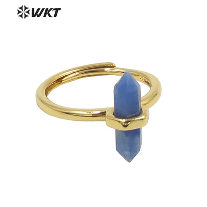 WT-R403 Natural Gemstone Amethyst Rose Quartz Crystal Quartz Pendant Hexagonal Delicate Pendant As Women Gifts Gemstone Ring
