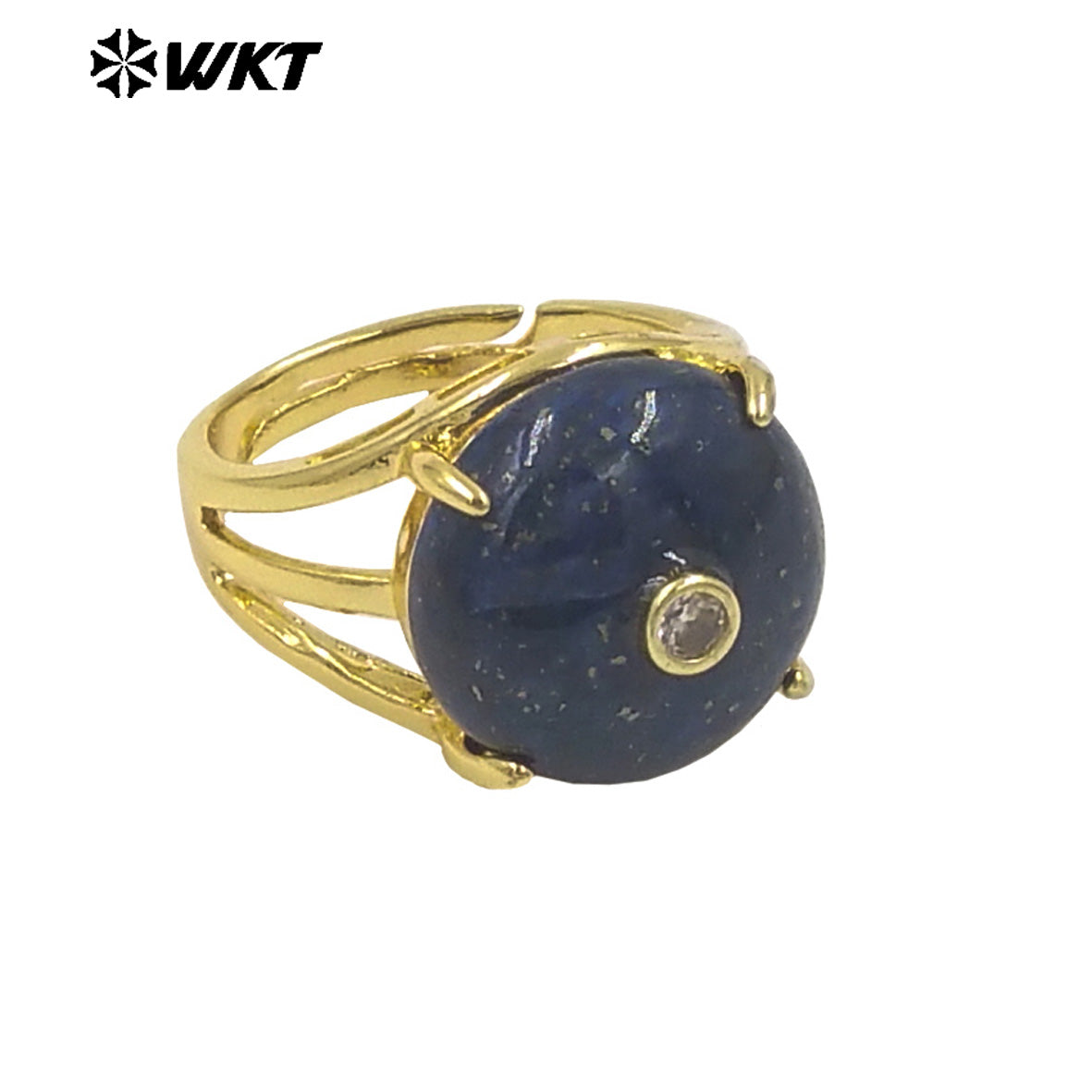 WT-R603 Newest Lovely Style Gold Plated Natural Gemstones And Zircon Round Women Rings For Party Wearing Decorative Jewelry