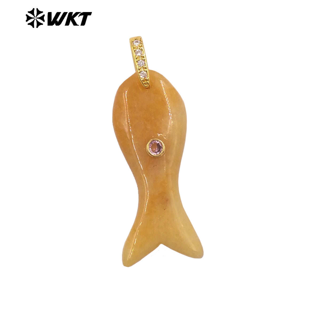 WT-P2138 New Design Zircon And Natural Gemstones Little Fish Charms Pendants For Lovely Style Jewelry Making Decoration
