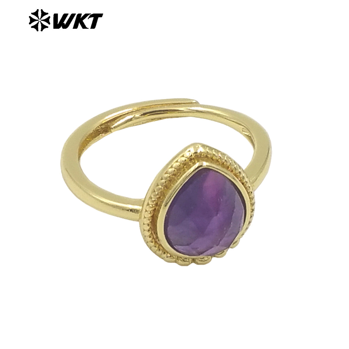 WT-R509 Wholesale Fashion Tiny Pear Shape Natural Gemstone Setting Teardrop Amazonite Birthday Stone Ring