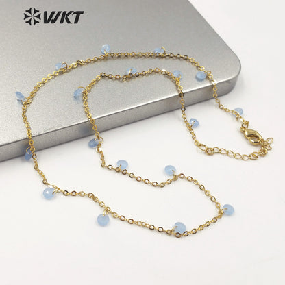 WT-N1203 Women Fashion 4mm Crystal Beads Necklace Hot Sale Jewelry New Arrival Crystal Beads Chain