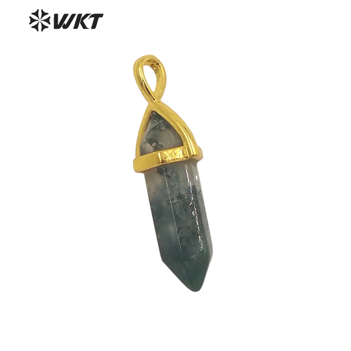 WT-P1864 Trendy Hot Spirit Quartz Double Point Bullet Pendant Gold Cap Natural Gemstone Hexagon Stone Jewelry Pendant