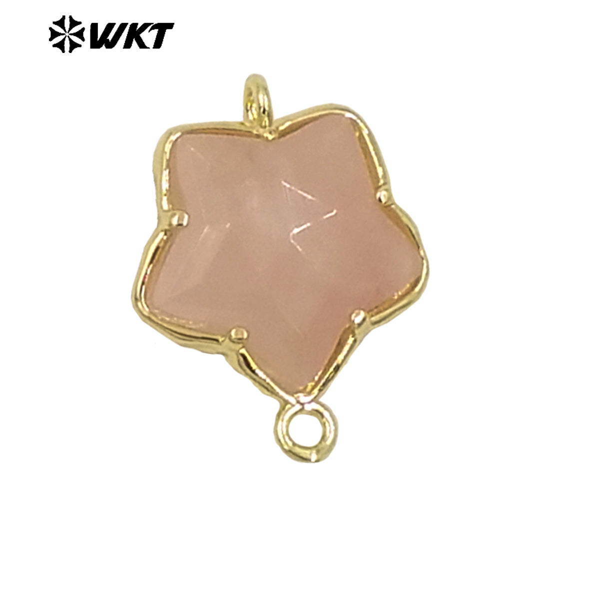 WT-C327 Wholesale New Small Stone Carved Star Connectors 18K Gold Plated Claw Setting Lovely Double Loops Findings