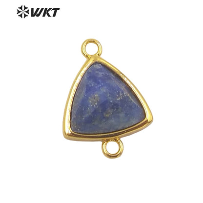 WT-C309 Wholesale Fashion Gold Bezel Stone Connectors Small Size Gemstone Triangle Jewelry Findings Connectors for Bracelets