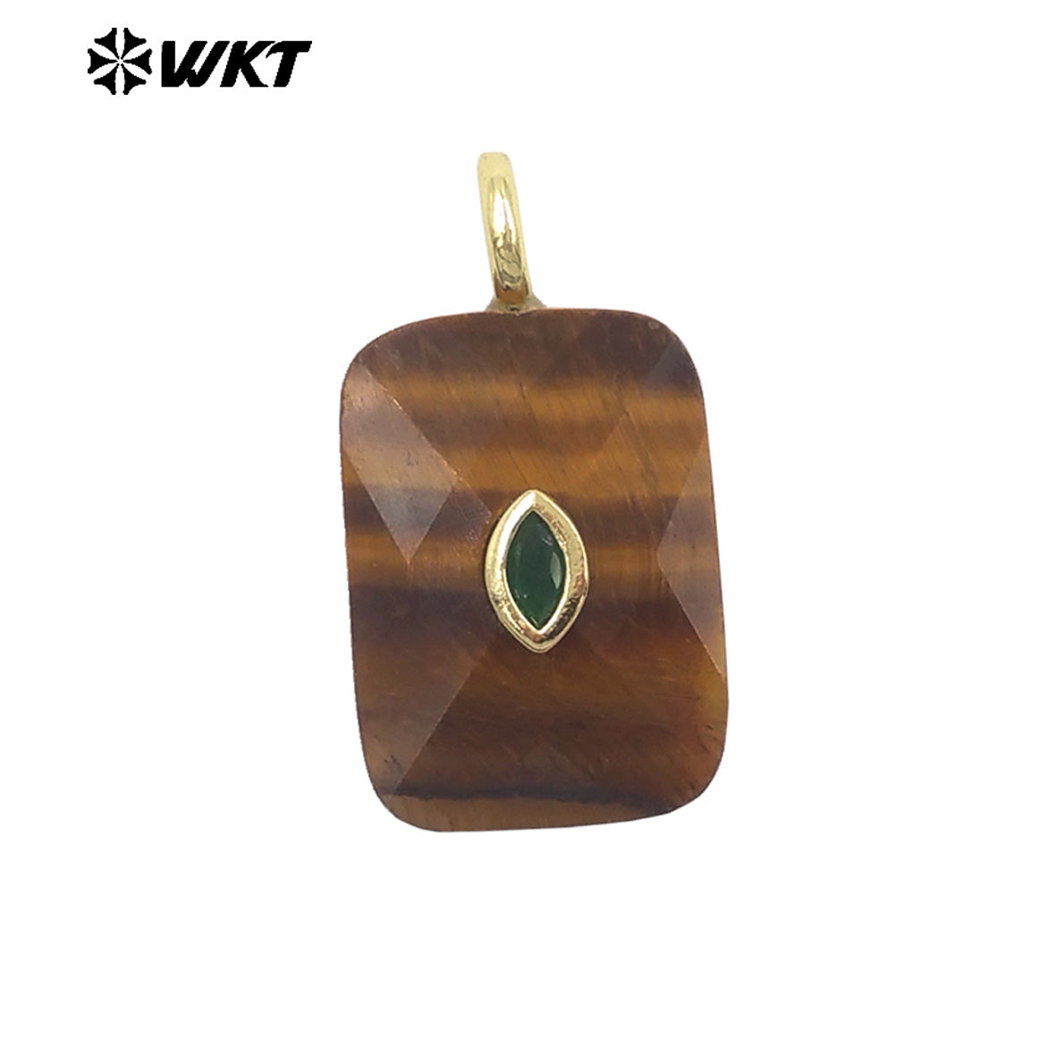 WT-P2139 Factory Wholesale Eye Shape Zircon And Natural Gemstones Square Faceted Pendants As Simple Style Jewelry Findings