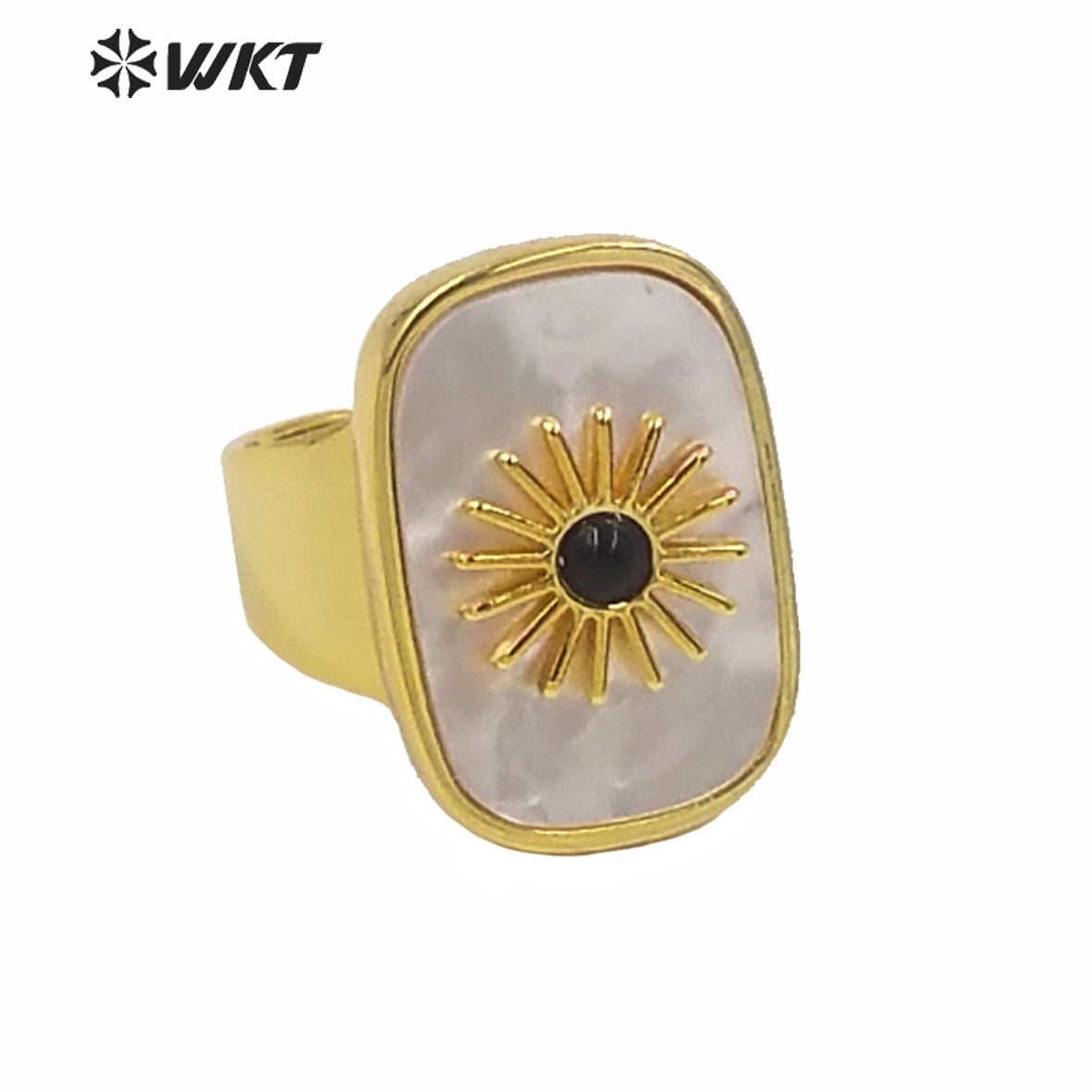 WT-R364 Gorgeous High Quality Square Gold Bezel Stone Setting Cocktail Ring Unique Women Fashion Party Charm Stone Ring