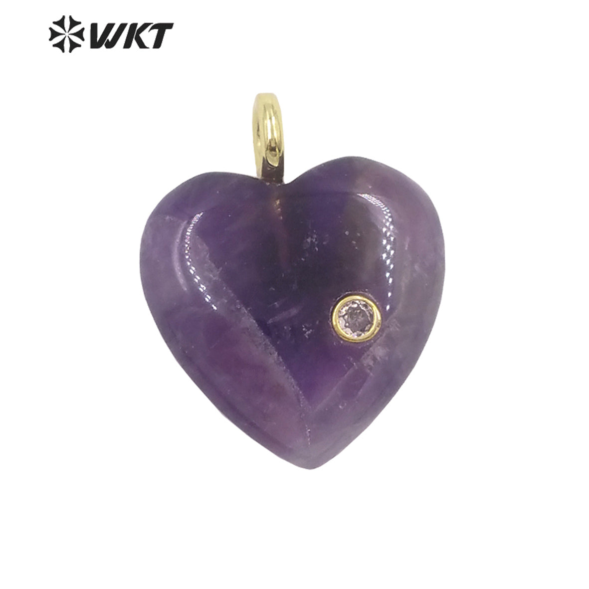 WT-P2028 Factory Wholesale Romantic Style Natural Gemstones And Zircon Heart Shape Pendants For Earrings Design Charms