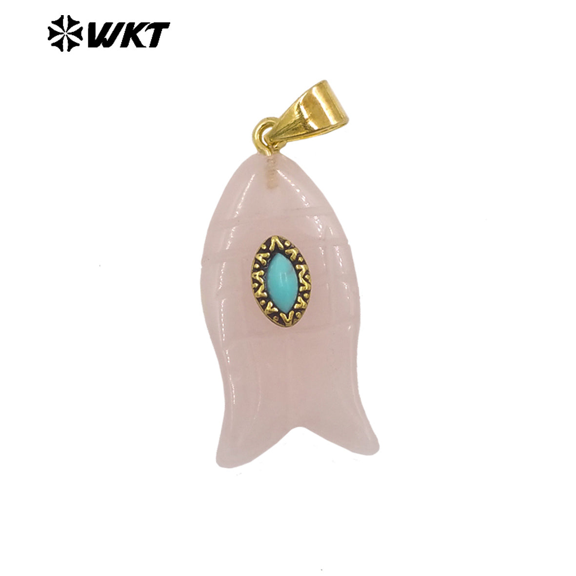 WT-P2012 Wonderful Gold Plated Fish Shape Multi Colors Natural Gemstones Set In Small Stone Pendants For Unique Jewelry Making