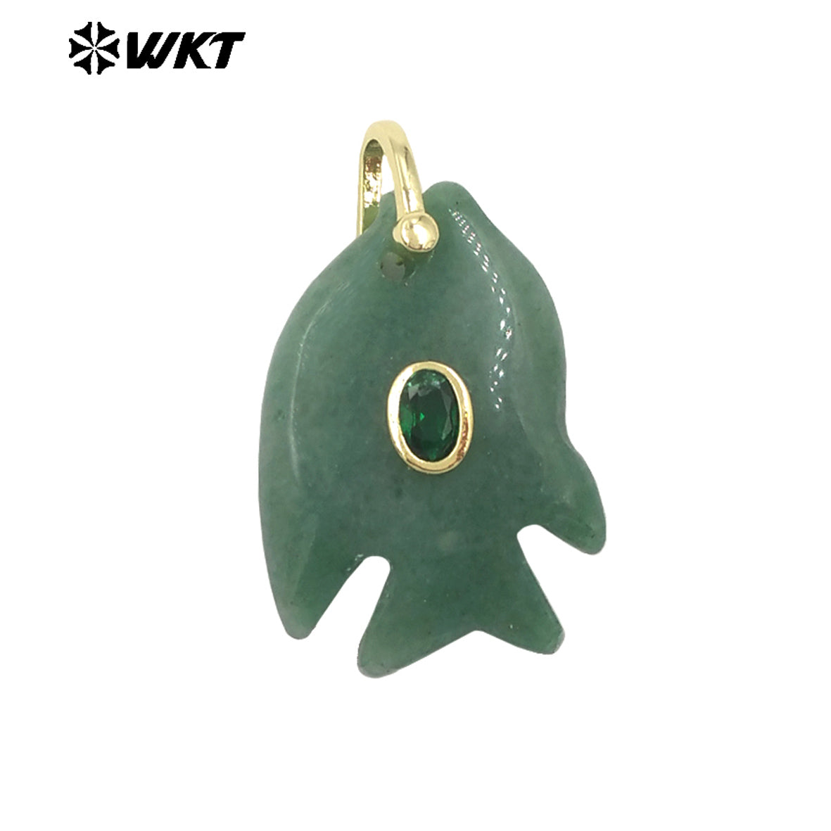 WT-P2067 Lovely Style Ocean Series Multiple Natural Gemstones And Zircon Fish Shape Charm Pendants For Friends Gift DIY