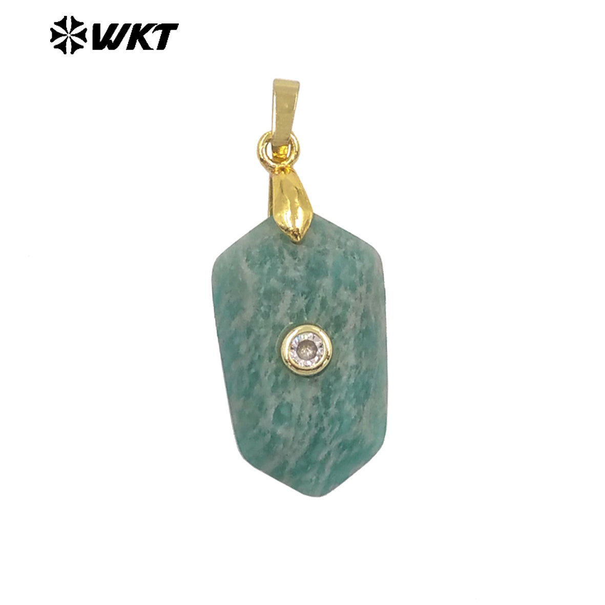 WT-P2017 Delicate Geometric Shape Multi Colors Natural Gemstones Set In Zircon Small Pendants For Trendy Jewelry Handmade