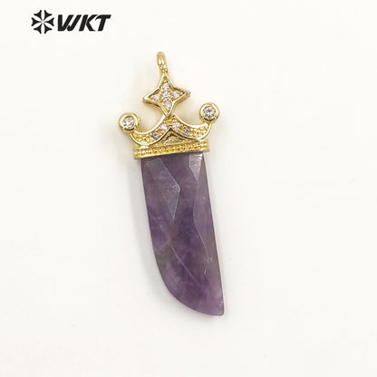 WT-MP263 Newest Vintage Style Charming Cubic Zircon Stone for Bracelet Design Knife Shaped Gemstone Pendant