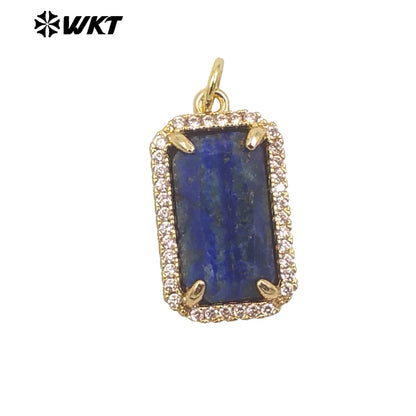 WT-P1973 Wholesale Fashion Gold Plated Cubic Zircon With Prong Setting Long Square Sun Stone Lady Jewelry Pendants