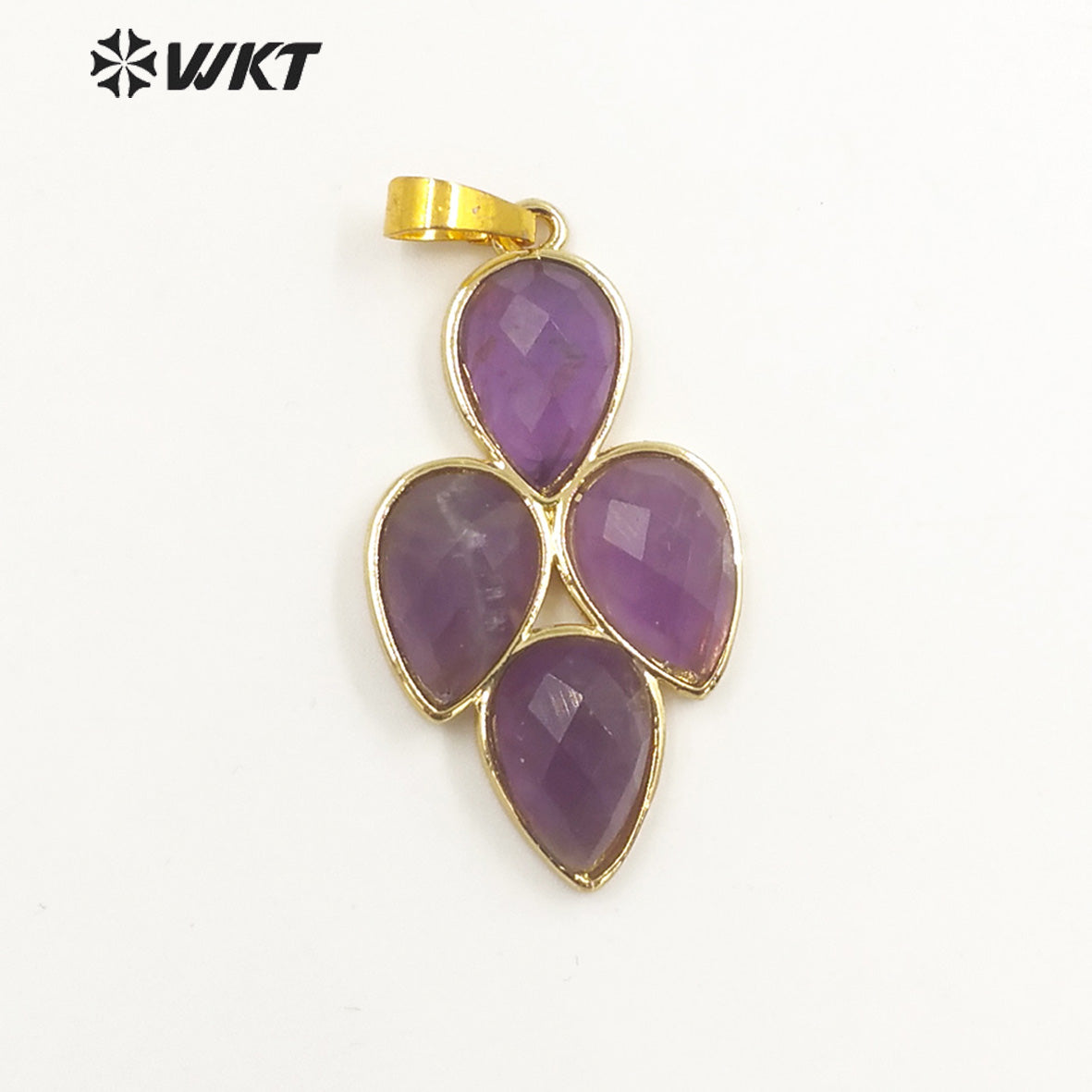 WT-P1922 Fashion Design Trendy New Precious Leaf Shaped Colorful Stone Oval Amazonite Amethyst Gemstone Pendants