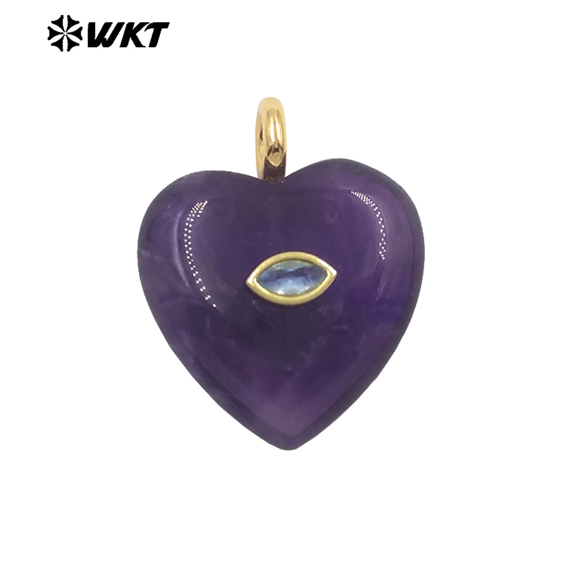 WT-P2042 Popular Sale Lapis Natural Stone Gold Plated Zircon Heart Shape Pendants For Romantic Women Necklace DIY Making
