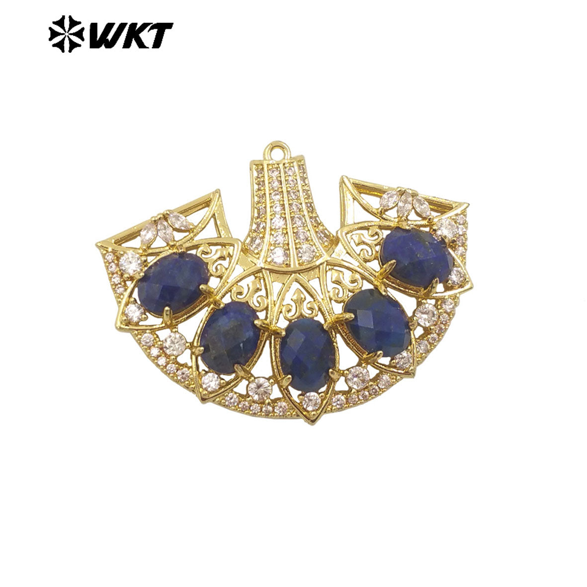 WT-MP295 Spring New Style Most Fashion Fan Shape Micropave Clawing Setting Natural Stone Lovely Skirt Pendant