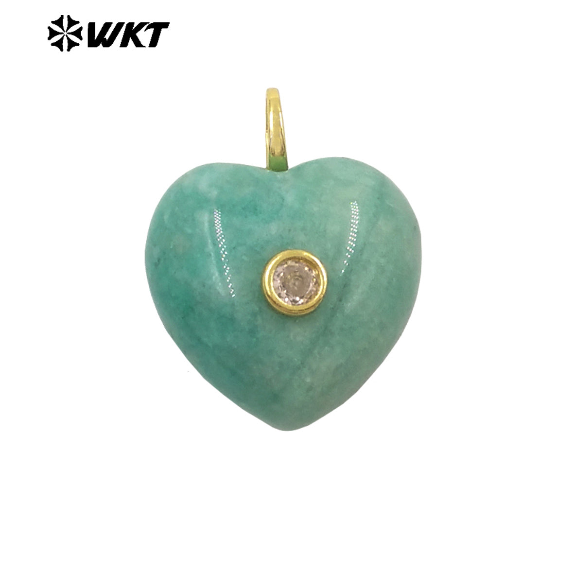 WT-P2111 Delicate Romantic Zircon And Natural Gemstones Smooth Heart Shape Little Pendants For Female Necklaces Making
