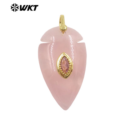 WT-P2144 New Product Colorful Zircon And Natural Gemstones Pointed Waterdrop Shape Gold Pendants For Unique Jewelry Making