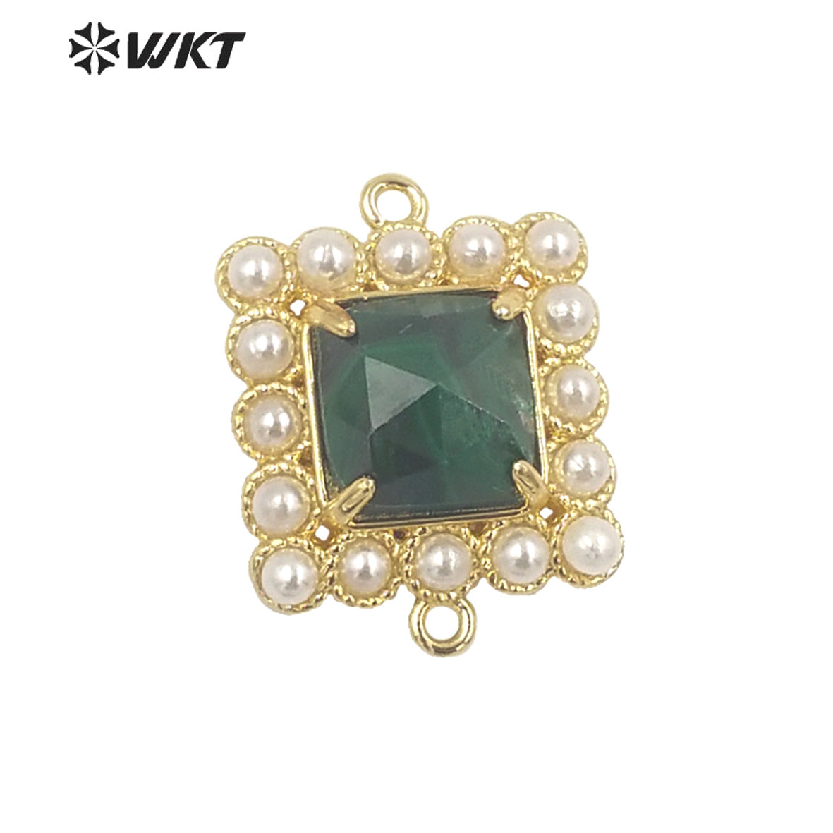 WT-PC004 Wholesale Fashion Gold Double Loops Natural Square Claw Setting Gemstone Connectors for DIY Jewelry Findings