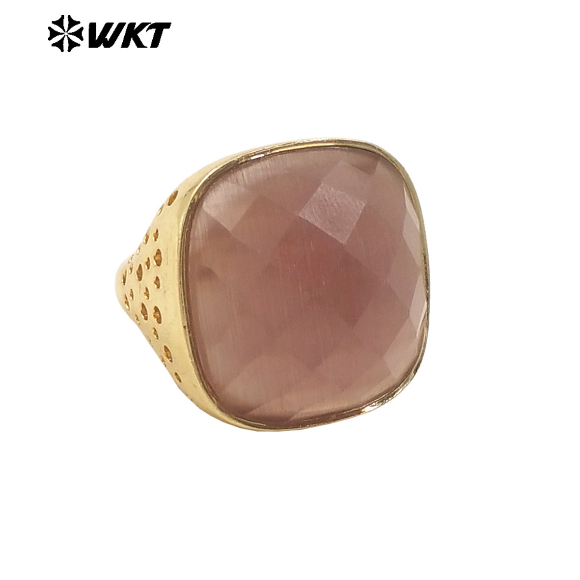 WT-R517 Wholesale Newest Spring Design Colorful Faceted Cat Eye Stone Square Unisex Ring for Party Jewelry