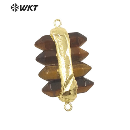 WT-C325 Amazing 4 Crystal Quartz Point With Double Loops Energey Gemstone Connectors Women Jewelry for Bracelet Make