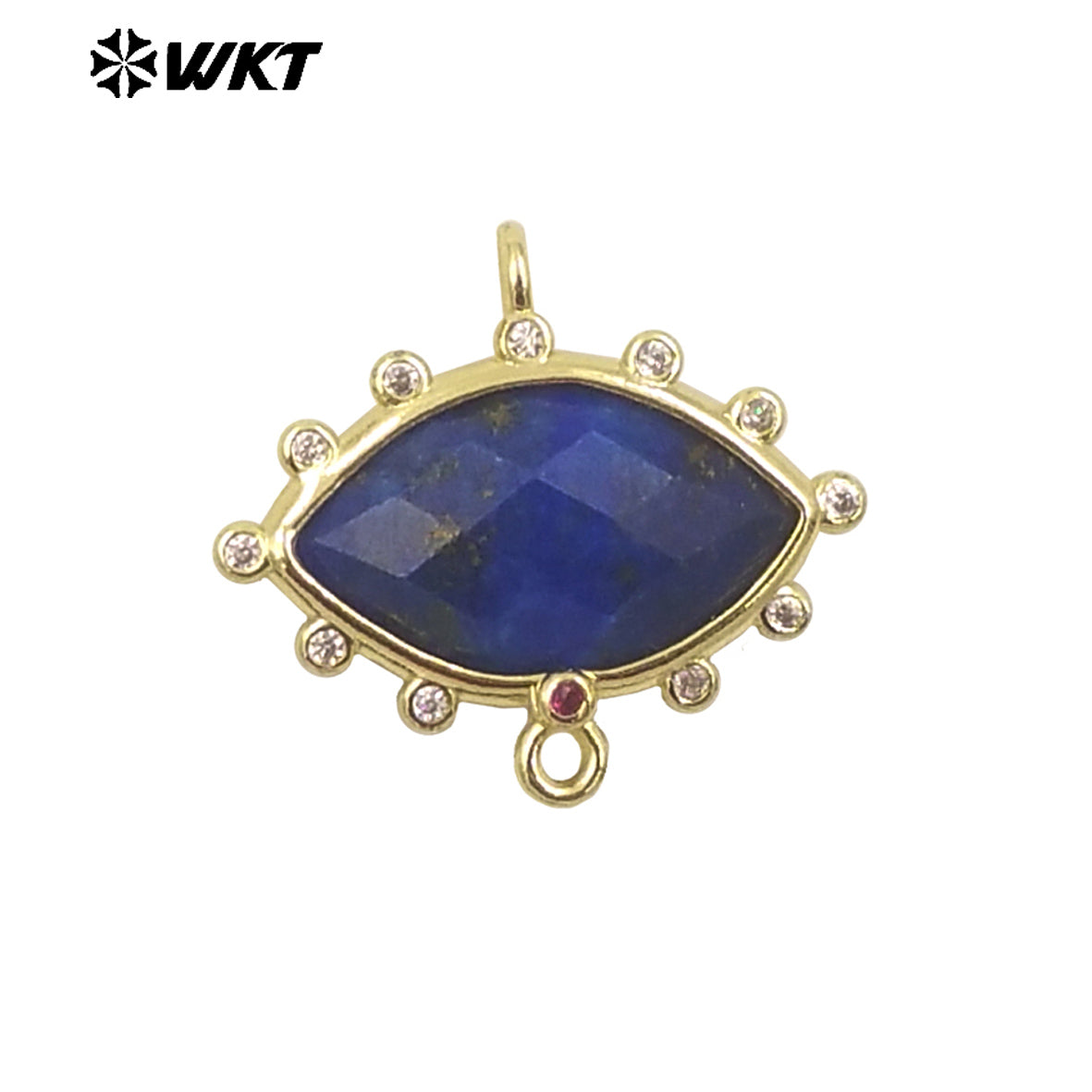 WT-C328 Wholesale Fashion Gold Bezel Setting Small Delicate Horse Eye Shape Double Loops Necklace Connectors
