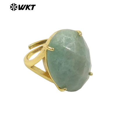 WT-R604 Good Quality Gold Electroplated Faceted Multiple Natural Gemstones Rings For Friends Fashionable Jewelry Present