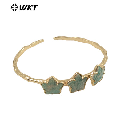 WT-B636 WKT Lovely Trendy Gift for Women Star C Shaped Lucky Bracelets C Shaped Natural Colorful Gemstone Opening Bracelets