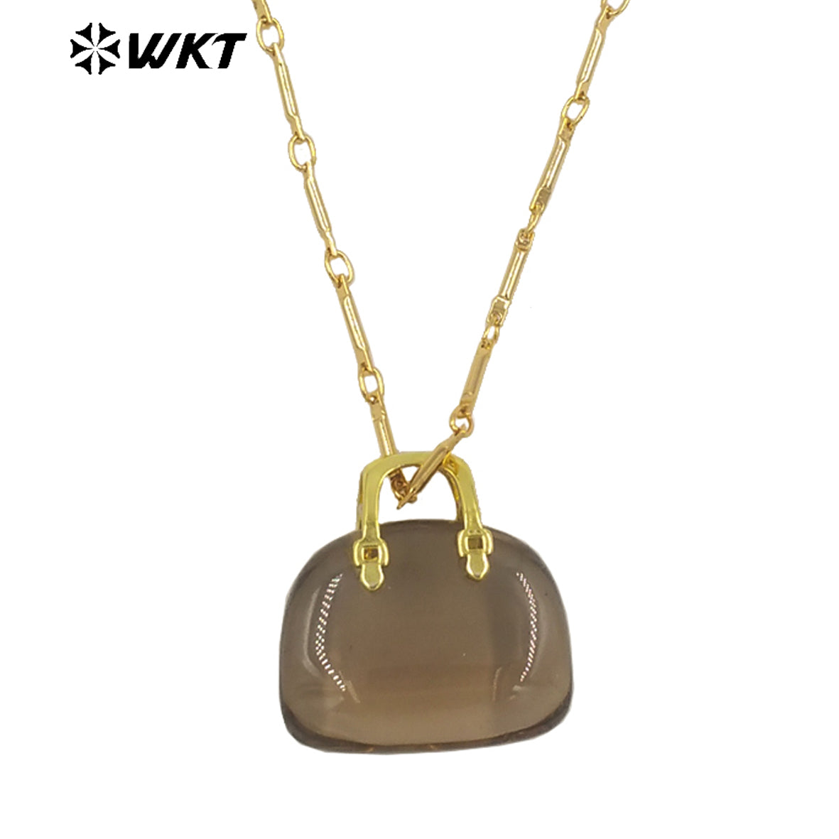 WT-N1362 Cute Handbag Shape Crystal Clear Natural Colored Gemstone Necklace Ladies Jewelry Necklace Gemstone Necklace