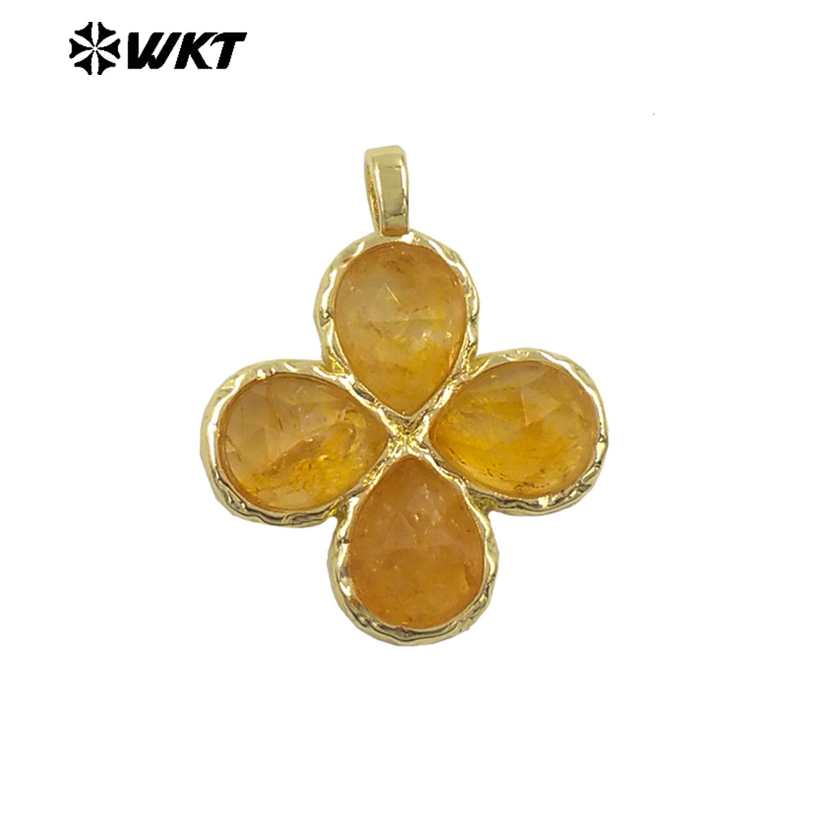 WT-P2090 Gorgeous 18K Gold Plated Multi Colors Natural Gemstone Little Flower Shape Charms Pendant As Lady Earring Accessory