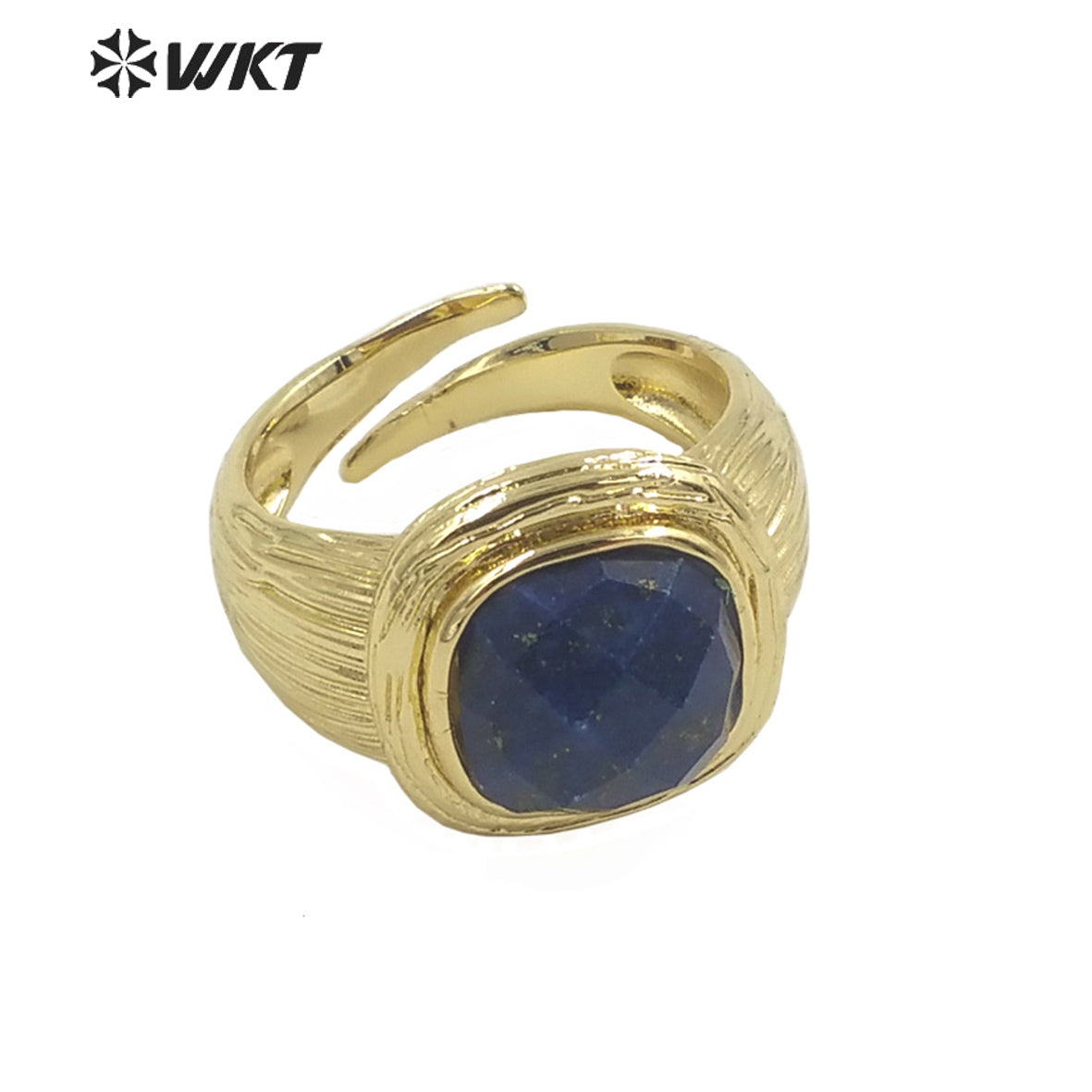 WT-R455 New Design Satin Finished Simple Stone Women Ring 18k Gold Plated square Stone Gemstone Party Ring
