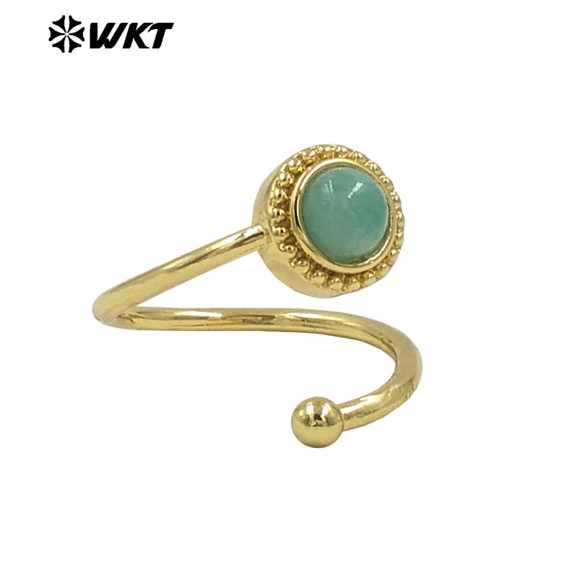 WT-R539 Newest Fashion Gold Plated Natural Gemstone Round Women Anniversary Birthday Gift Ring