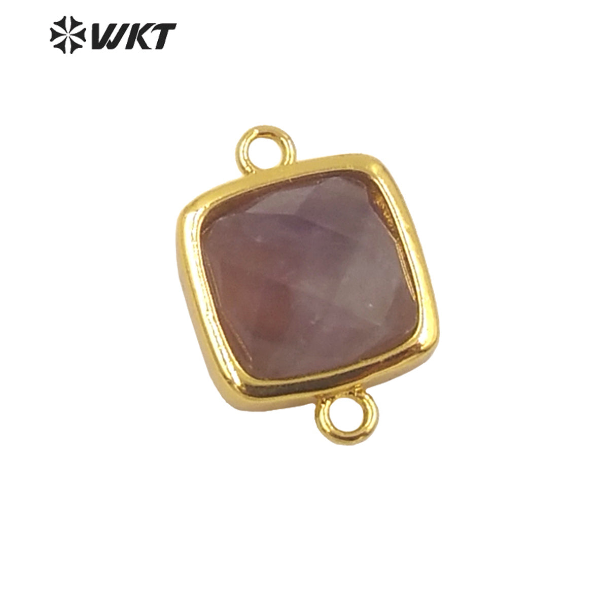 WT-C305 Wholesale Fashion Gold Bezel Double Loops Small square Stone Connectors for Jewelry DIY Design Findings