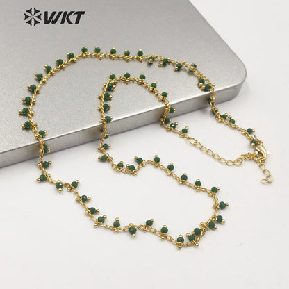 WT-N1202 Hot Sales Crystal Beads Chain Fashion Jewelry Rosary Beads Chain 3mm New Arrival Crystal Beads Necklace