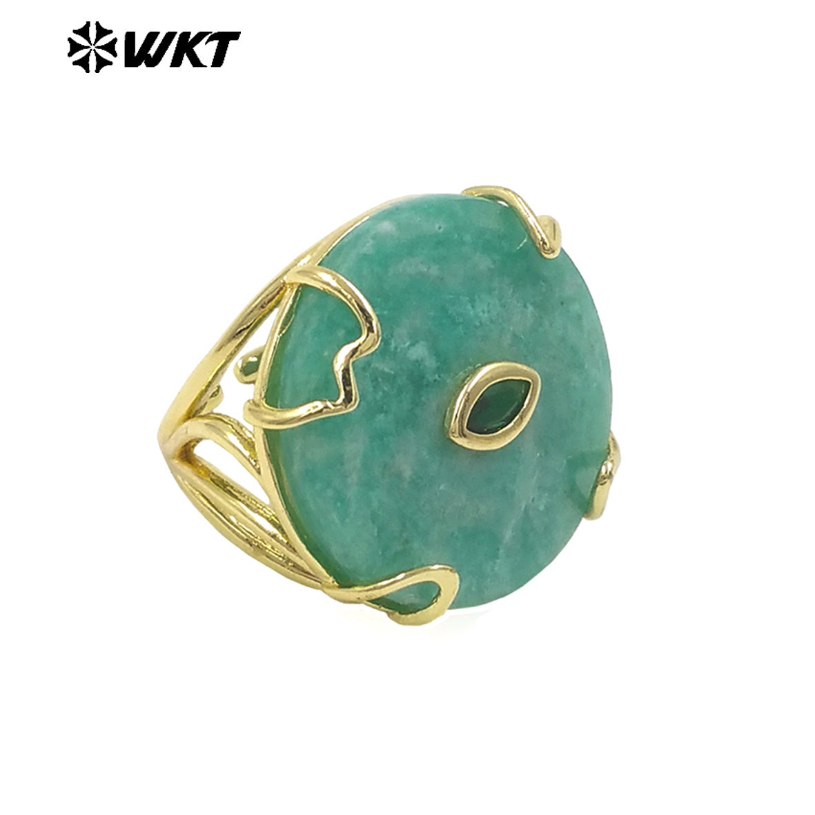 WT-R612 New Product 18K Gold Electroplated Zircon And Natural Gemstones Round Rings As Female Daily Matching Accessory