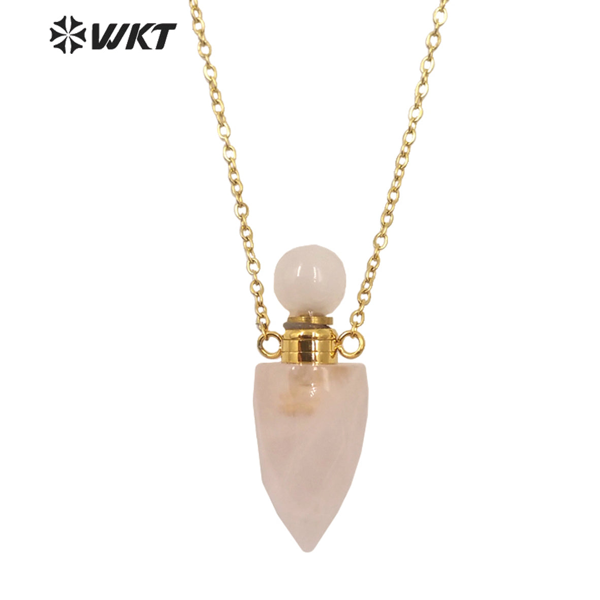 WT-N1372 Perfume Bottle Pendant Color Stone Necklace Temperament Texture Women Gifts Jewelry Necklace Natural Stone Necklace