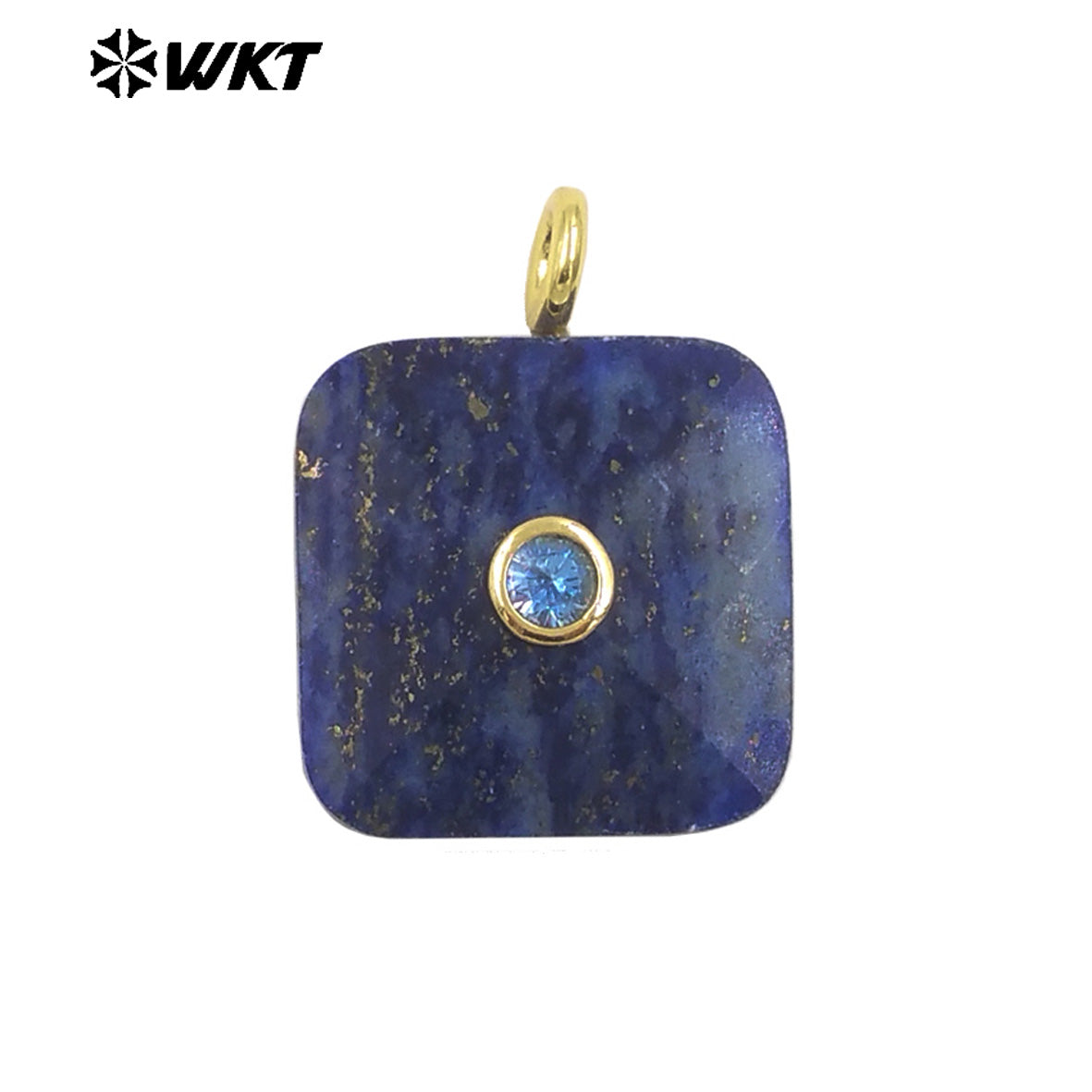 WT-P2089 Factory Wholesale Colorful Zircon And Natural Gemstone Square Gold Pendant For Handmade Jewelry Design Findings