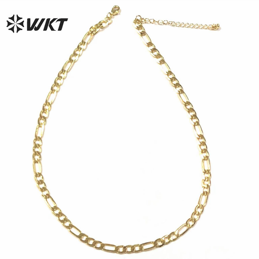 WT-BFN029 WKT Wholesale Trendy Fashion Choker Necklace Women Necklace Jewelry Accessory Gift 18/24/30 Inch Yellow Brass Chains
