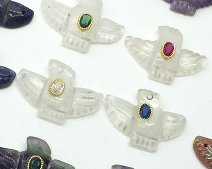 WT-P2147 Wonderful Trendy Colorful Zircon And Natural Gemstones Pigeon Shape Gold Pendants For Women Necklace DIY Making